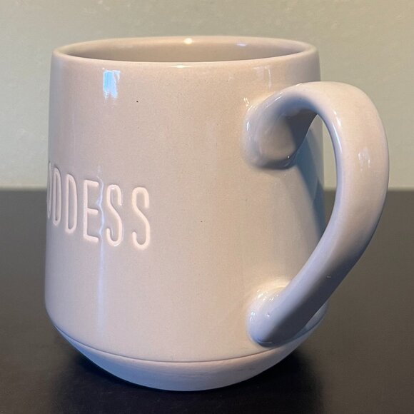 GODDESS Incised Glossy Gray Stoneware Mug with Unglazed Base - Picture 2 of 11